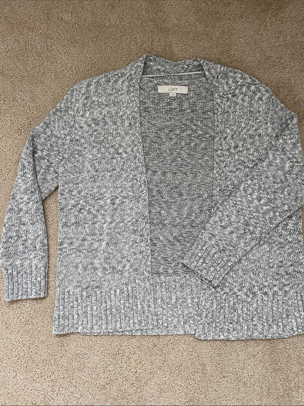LOFT Marled Gray Open Cardigan Sweater